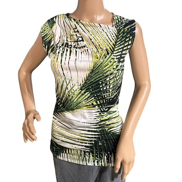 Worthington Women's Palm Leaf Sleeveless Career Lightweight Blouse - Small - Picture 1 of 9